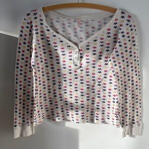 rue21 Cream Thermal Henley with Multicolor Star Dots